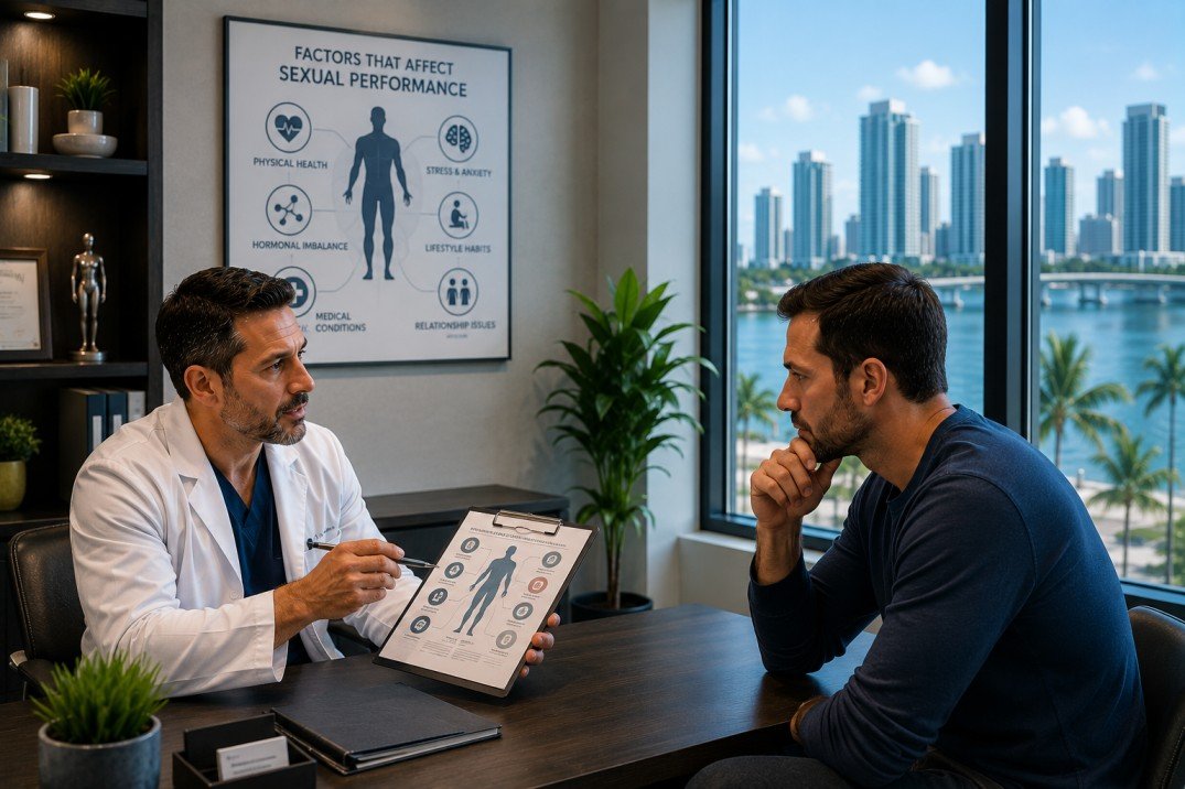 Medical illustration representing treatments for male sexual performance and wellness