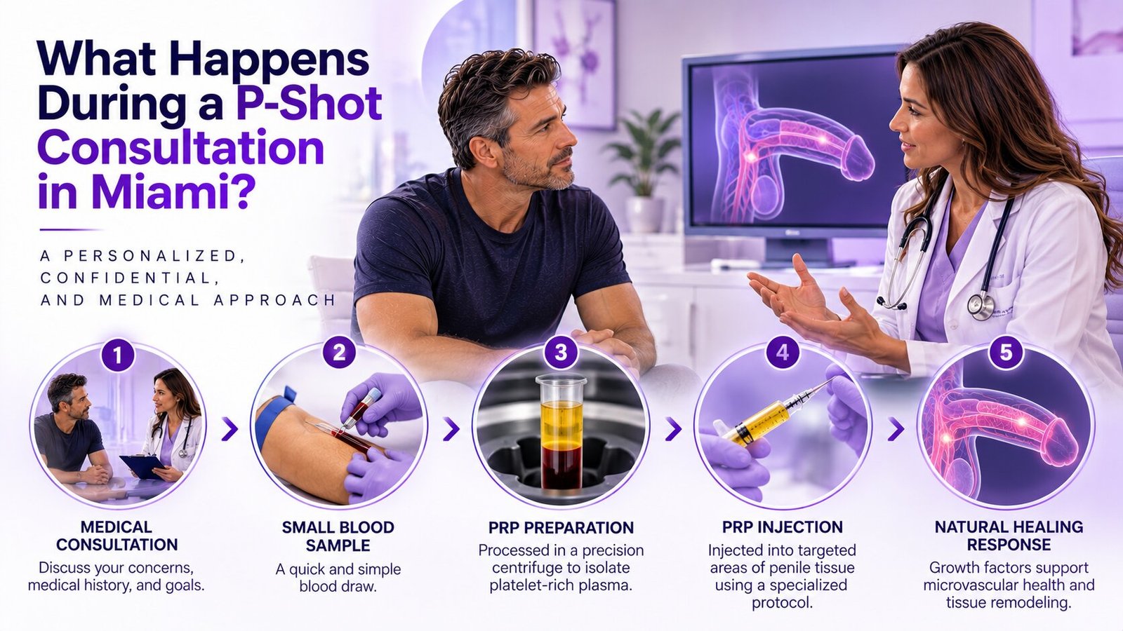 Dr. Nina Gupta discussing a P-Shot consultation with a patient in Miami