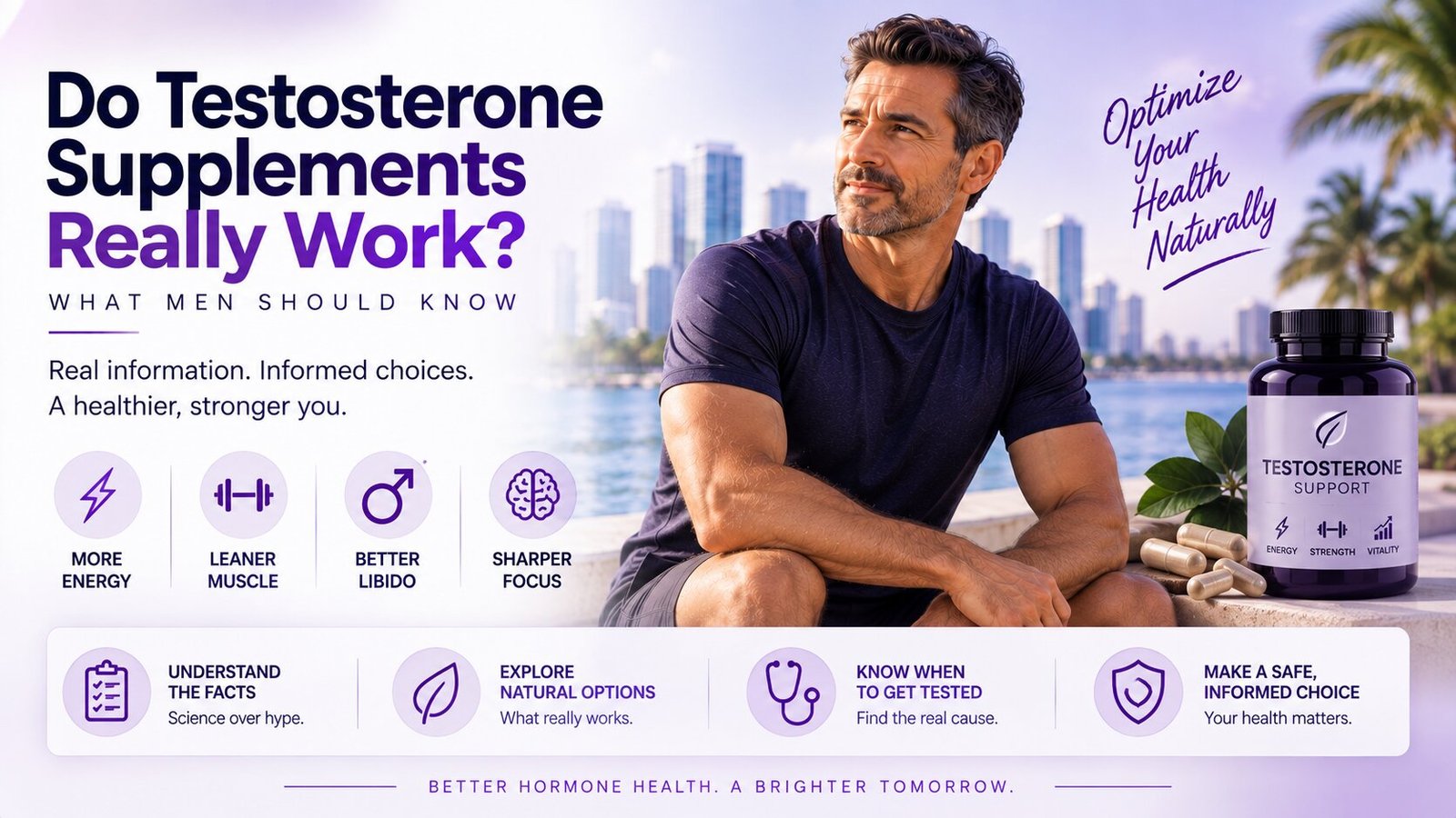 Medical physician examining testosterone booster supplements and hormone blood panel results