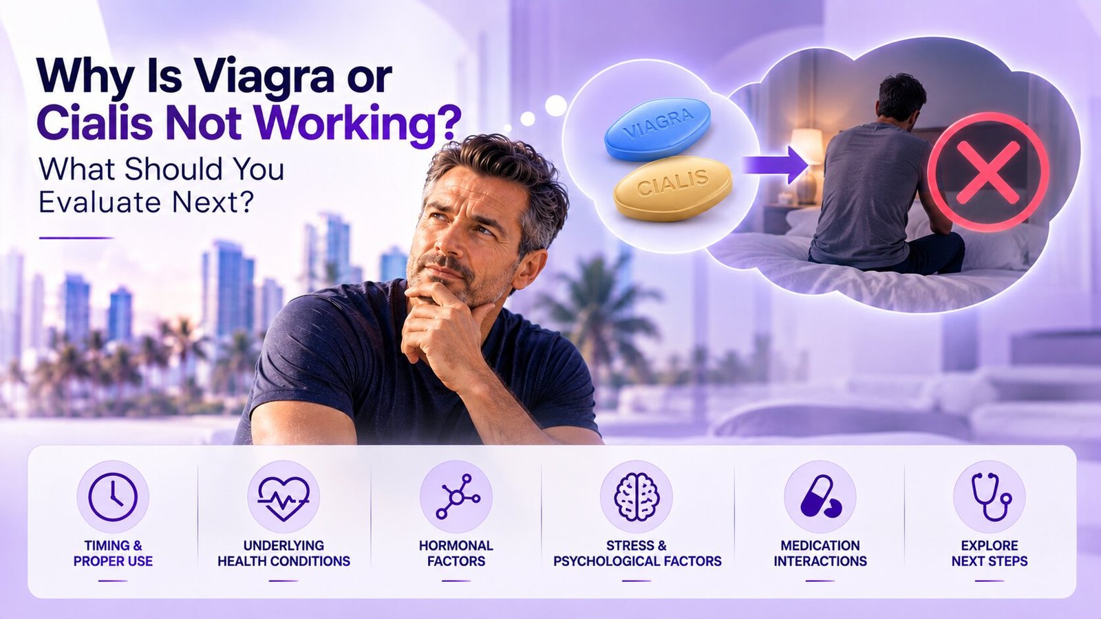 Medical physician consulting with a male patient regarding ED medications and health evaluation